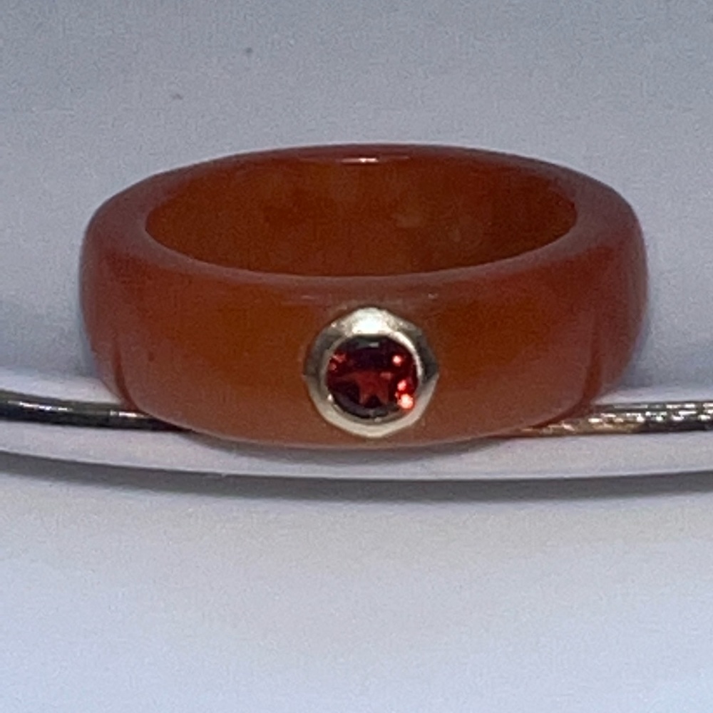 Natural Jadeite Band Ring Icy Orange